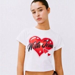 With Jean baby heart tee